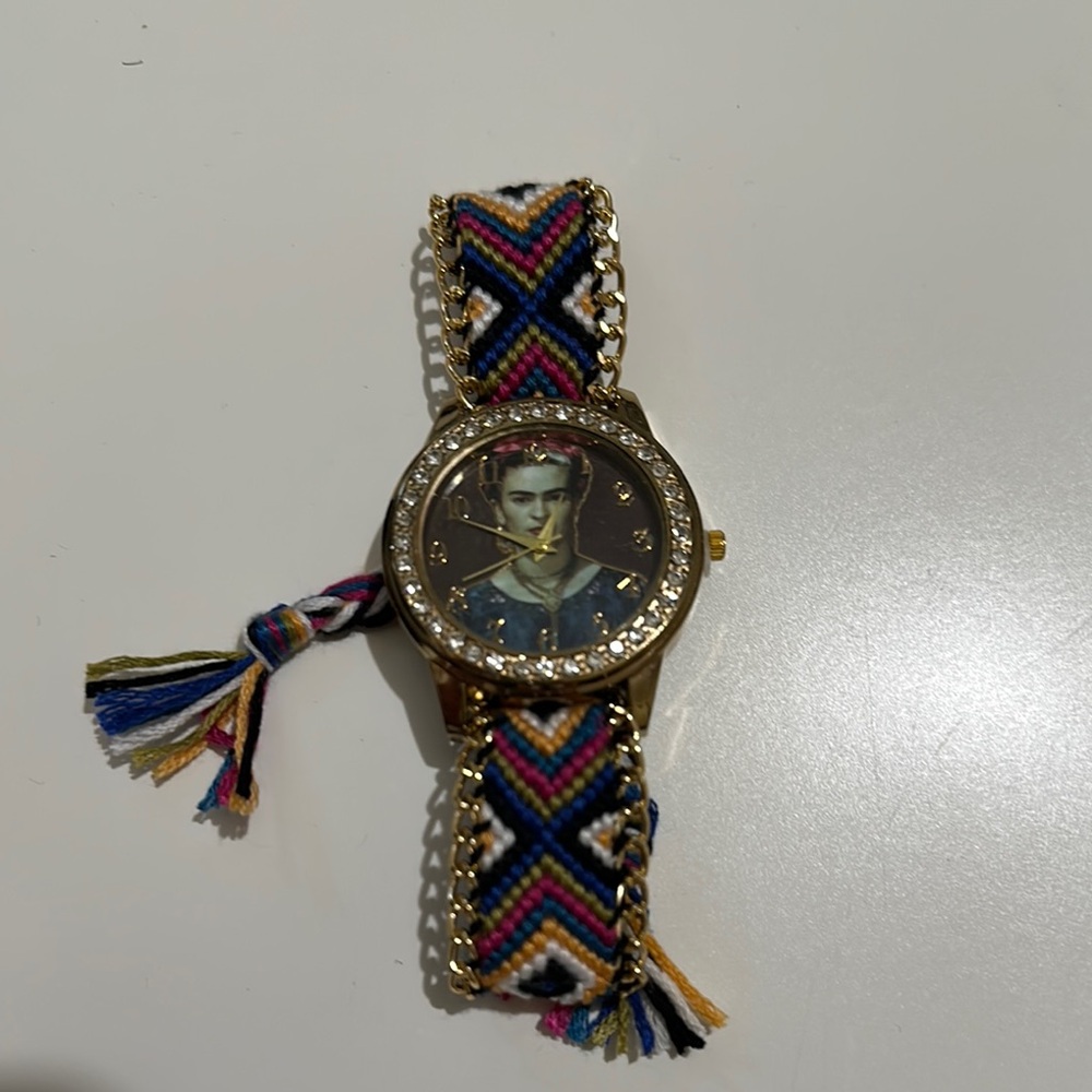 Frida Kahlo watch Colorful Beaded Watch with Gold Accents